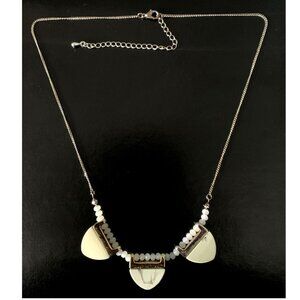 Tribal-Inspired Stainless Steel & Beaded Necklace – Modern Geometric Design